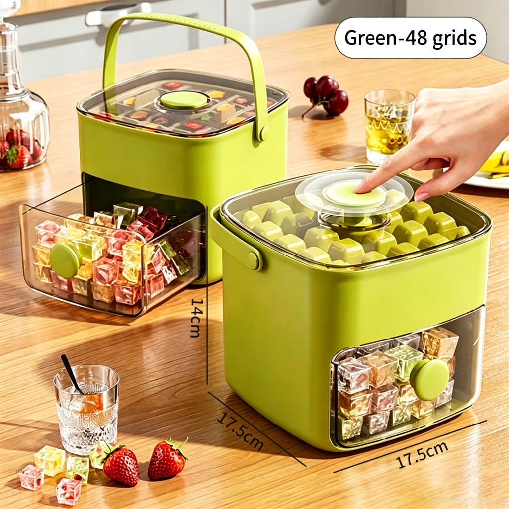 Ice Cube Mold Food Grade Ice Box Style With Lid Large Capacity Refrigerator Ice Storage Household Press Ice Tray