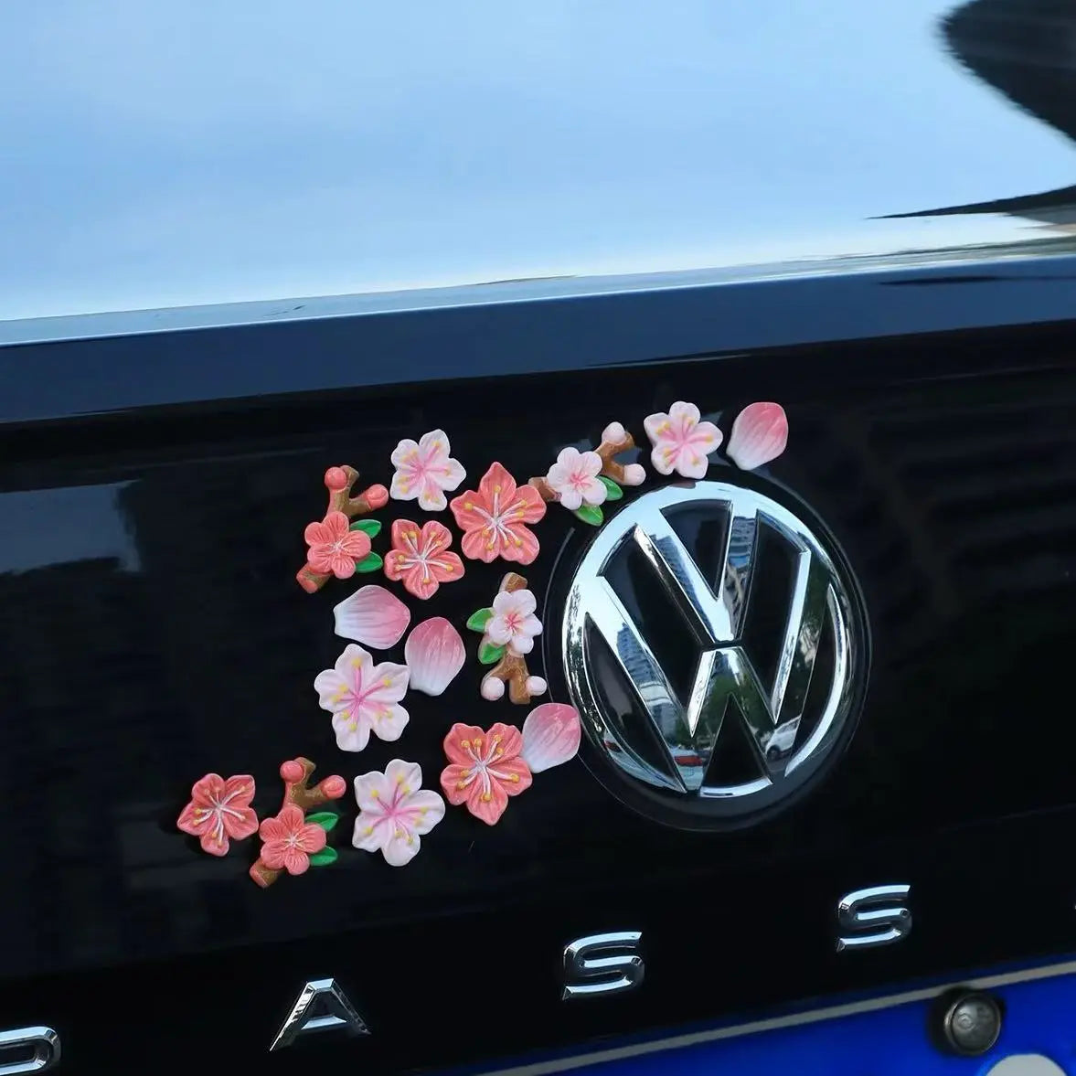 Cantaloupe Flower Car Stickers, 3D Plum Blossom Seamless 16Pcs Waterproof Floral Decals, Cute Cartoon Flower DIY Decoration Car Decals for Your Wedding Day,Festive Indoor Outdoor Use tiktokshopspringglowup