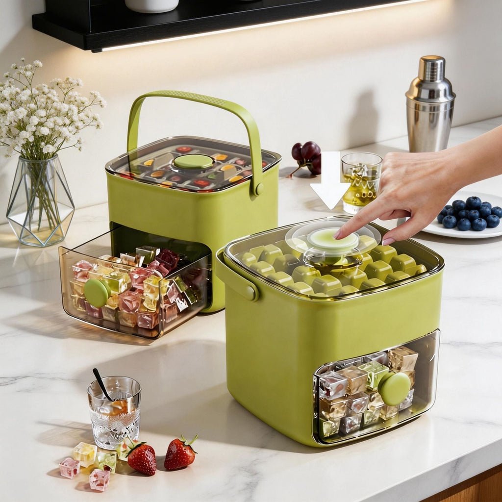 Ice Cube Mold Food Grade Ice Box Style With Lid Large Capacity Refrigerator Ice Storage Household Press Ice Tray
