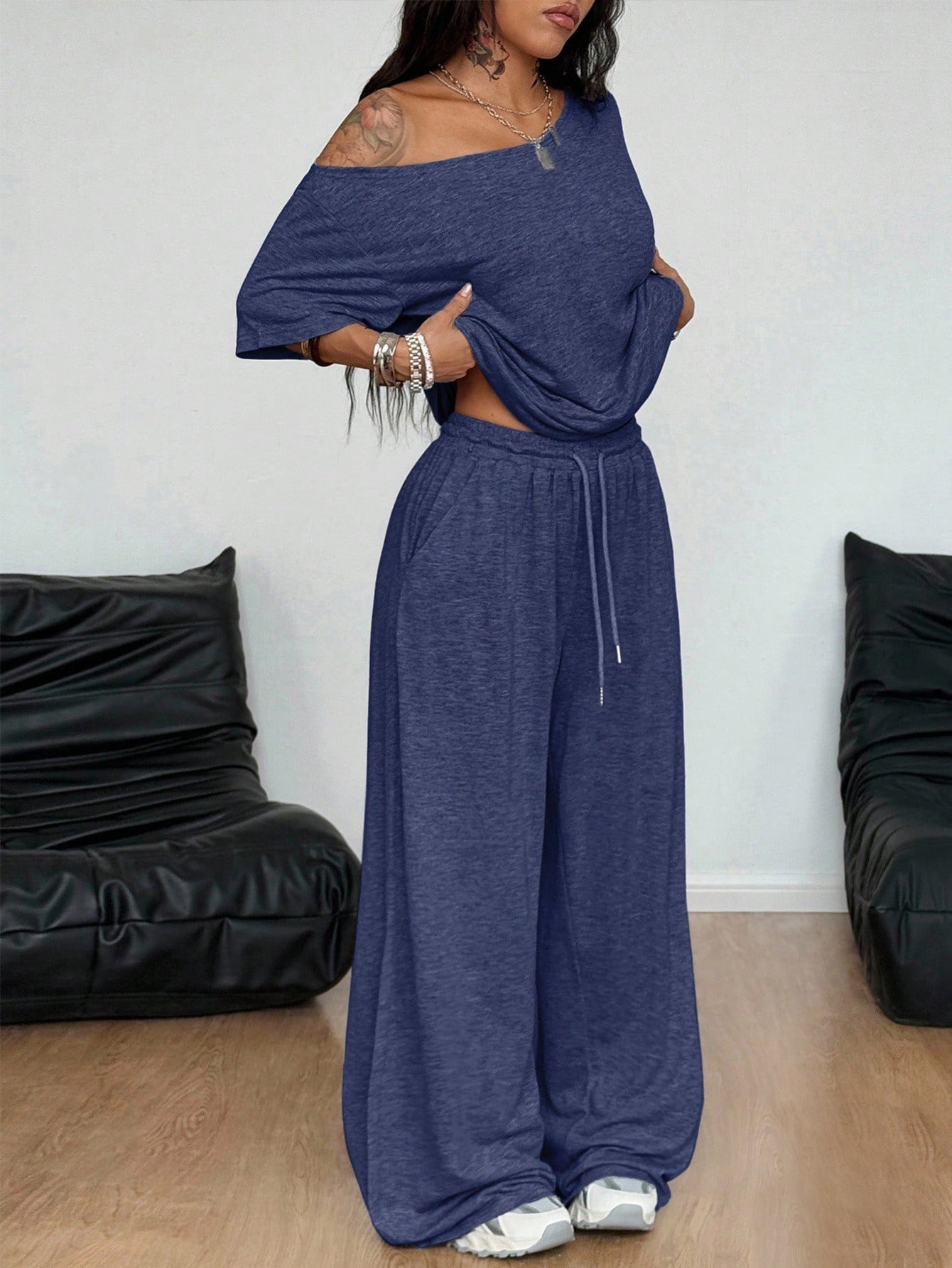 Off-Shoulder Luxe Loungewear Set