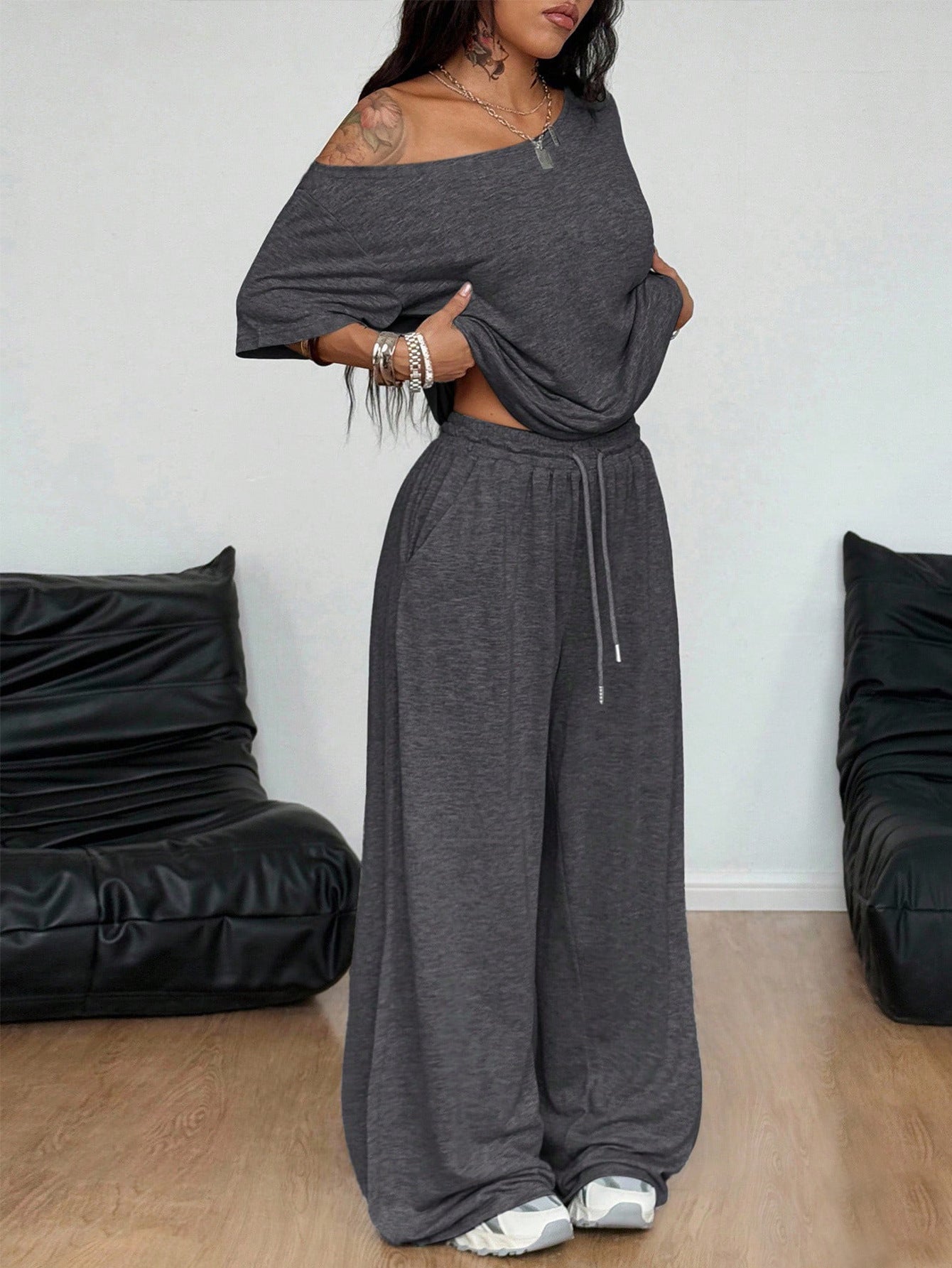 Off-Shoulder Luxe Loungewear Set